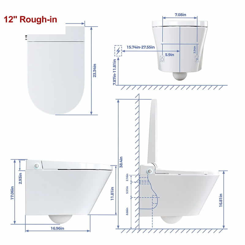 HOROW G10 Wall Hung Bidet Toilet Dimensions