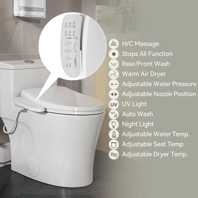 HR-BT0338W One Piece Bidet Toilet Combo Side Buttons