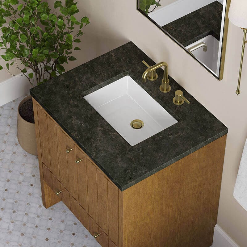 Hudson 30 Inch Single Vanity Honey Oak in Phantome Eclos Top