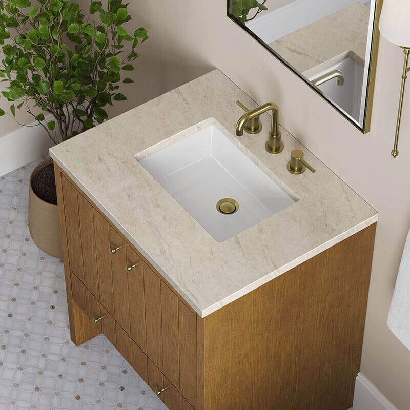 Hudson 30 Single Vanity Honey Oak in Tajnar Eclos Top