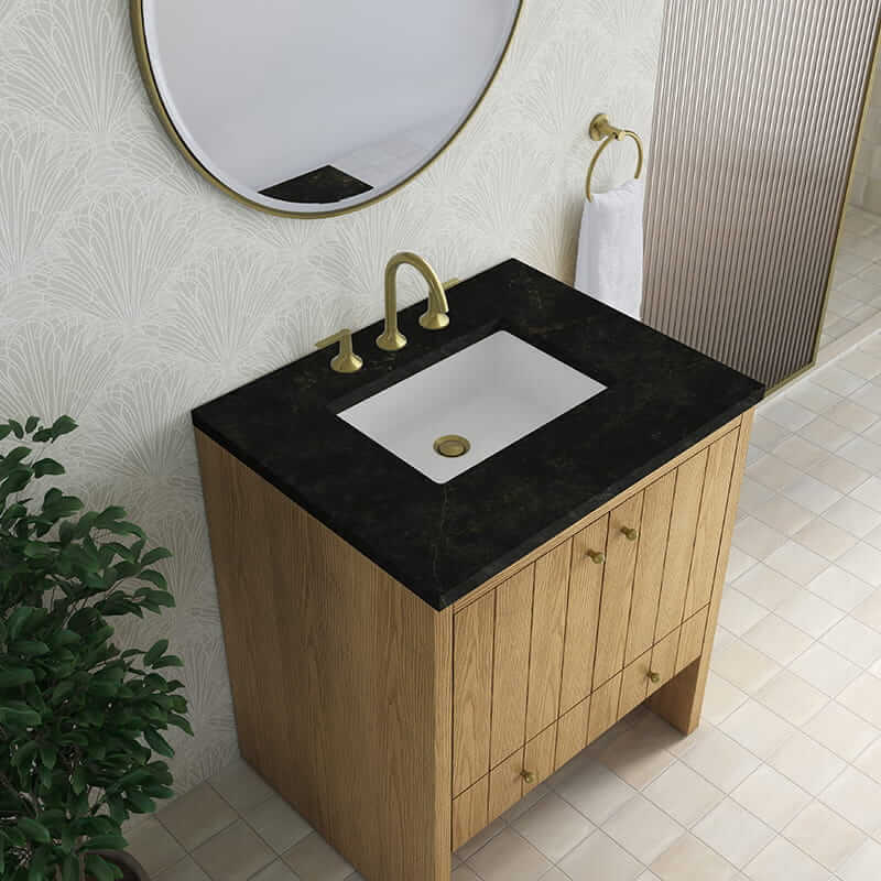 Hudson 30" Single Vanity in Light Natural Oak With Phantome Eclos Top