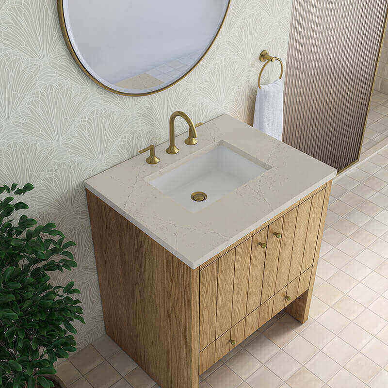 Hudson 30 Single Vanity Natural Oak in Siberian Silestone Top