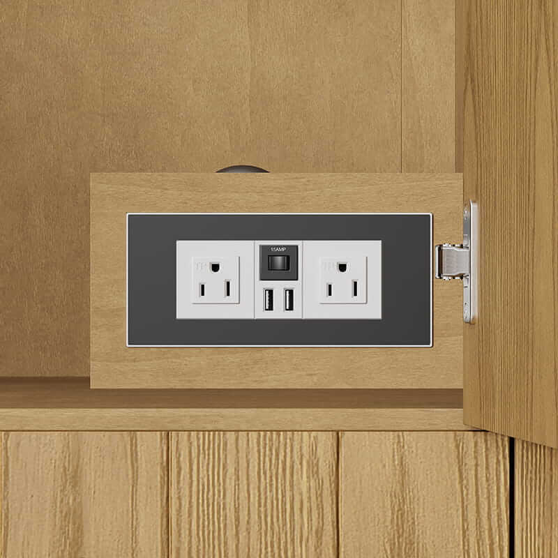Hudson 36 Inch Single Vanity in Light Natural Oak With Dual Power and Usb Ports Front View