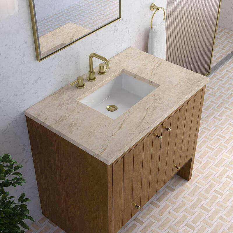 Hudson 36 Single Vanity Honey Oak in Tajnar Eclos Top