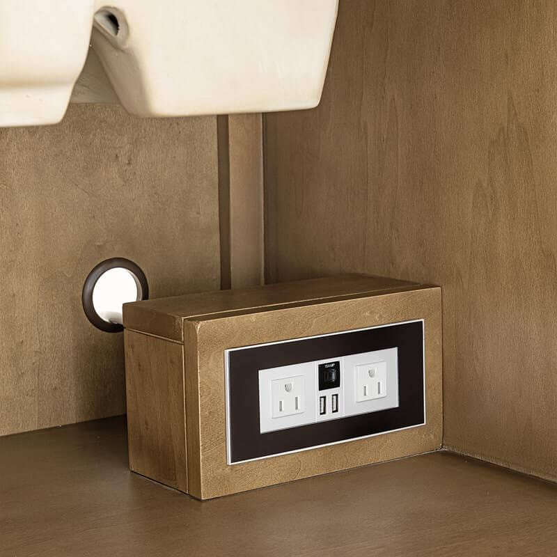 Hudson 36" Single Vanity in Light Natural Oak With Dual Power and USB Ports