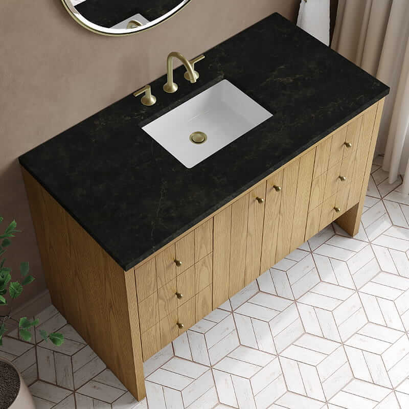 Hudson 48 Inch Single Vanity in Light Natural Oak With Phantome Eclos Top