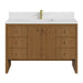 Hudson 48 Single Vanity Honey Oak in Single Hole Faucet White Zeus Silestone Top & Backsplash