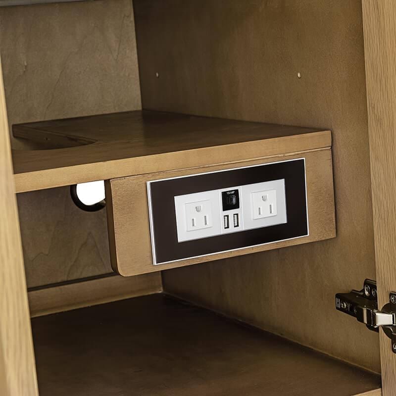 Hudson 48" Single Vanity in Light Natural Oak With Dual Power and USB Ports