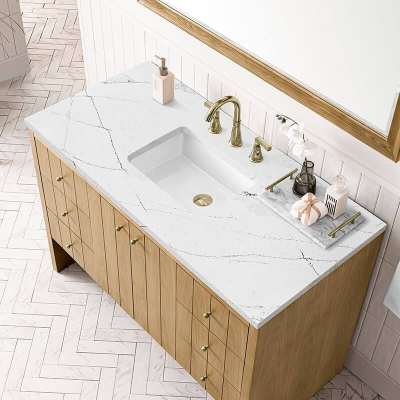 Hudson 48" Single Vanity in Light Natural Oak With Ethereal Noctis Top