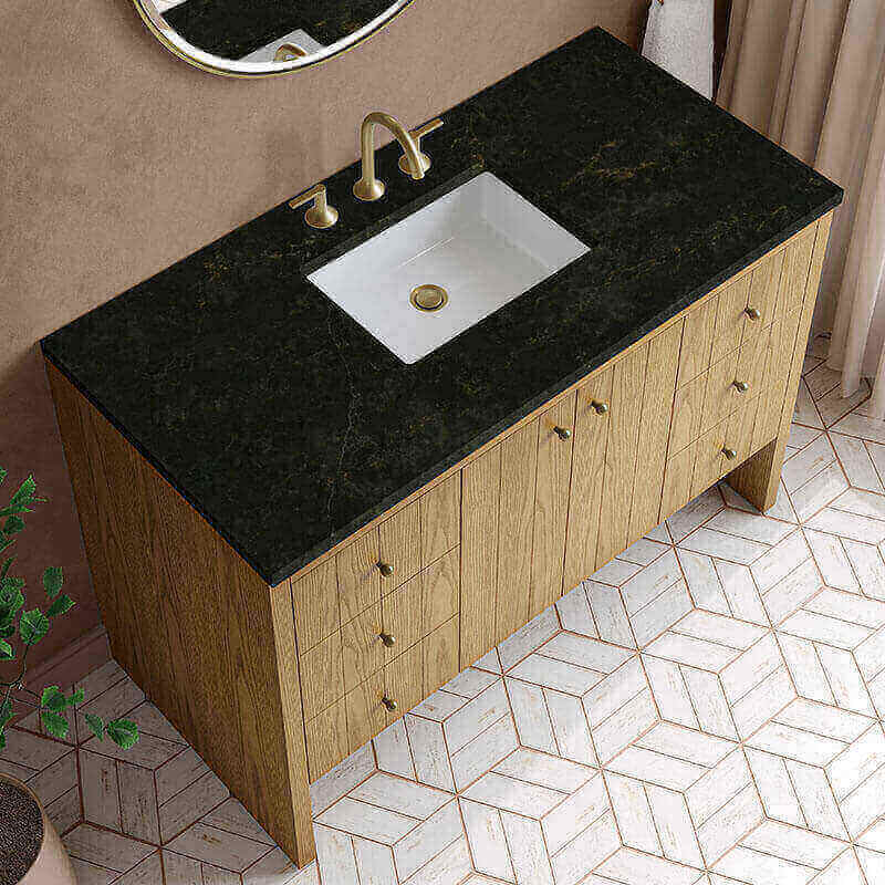 Hudson 48 Single Vanity Natural Oak in Phantome Eclos Top