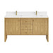 Hudson 60" Double Vanity in Light Natural Oak With Single Hole Faucet White Zeus Silestone Top Backsplash