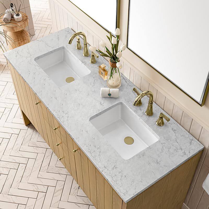 Hudson 60 Inch Double Vanity With Eternal Jasmine Pearl Top