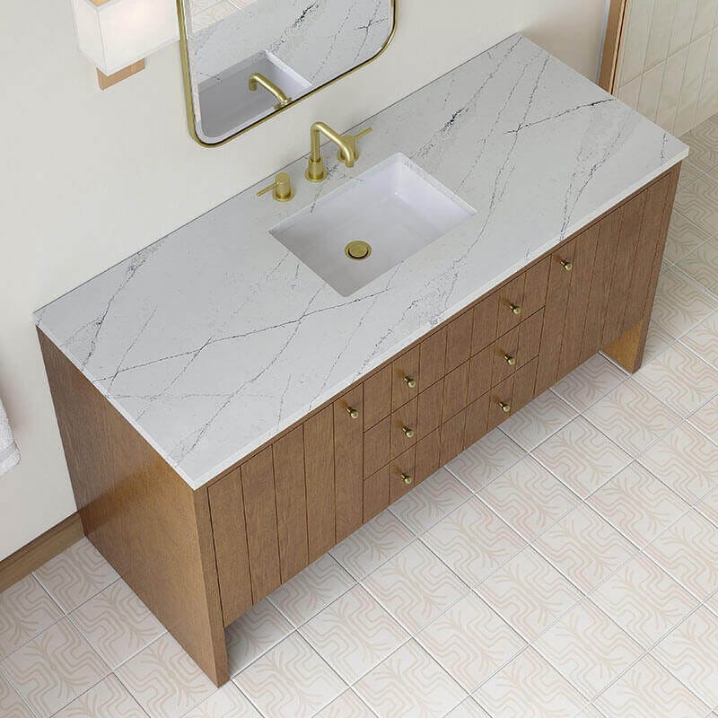 Hudson 60 inch Single Vanity Honey Oak in Ethereal Noctis Silestone Top