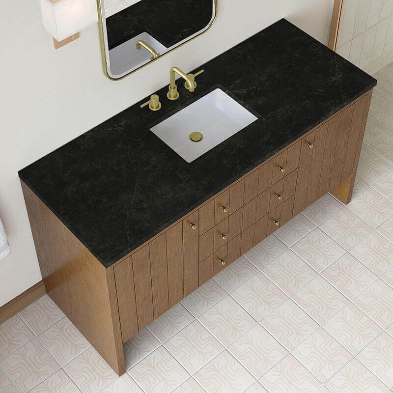 Hudson 60 inch Single Vanity Honey Oak in Phantome Eclos Top