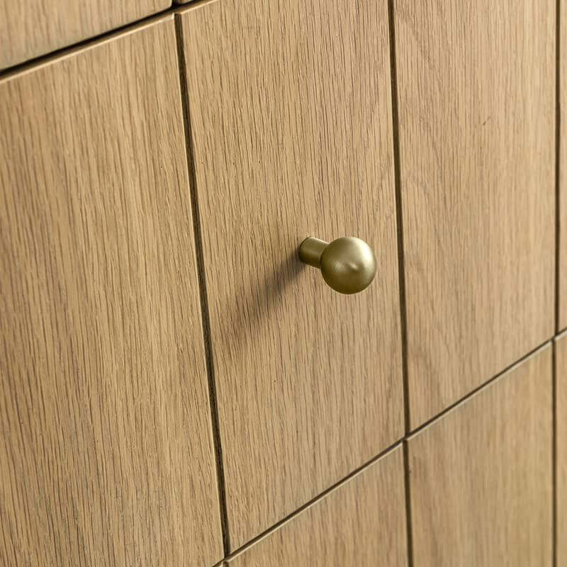 Hudson 60 Inch Single Vanity in Light Natural Oak Decorative Knobs in Champagne Brass