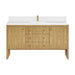 Hudson 60 Inch Single Vanity in Light Natural Oak With Single Hole Faucet White Zeus Silestone Top Backsplash