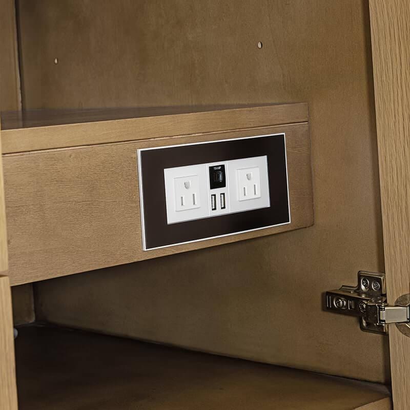 Hudson 60" Single Vanity in Light Natural Oak With Dual Power and USB Ports