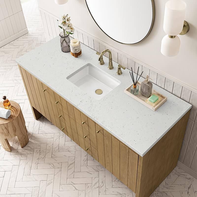Hudson 60" Single Vanity in Light Natural Oak With Lime Delight Top