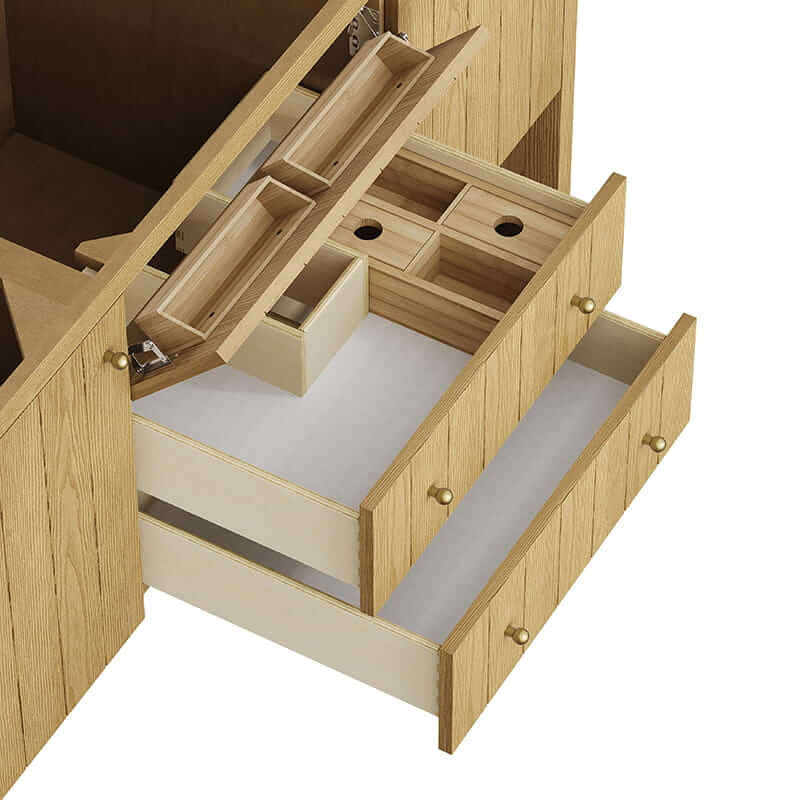 Hudson 60" Single Vanity in Light Natural Oak With One Removable Bamboo Drawer Organizer Tray
