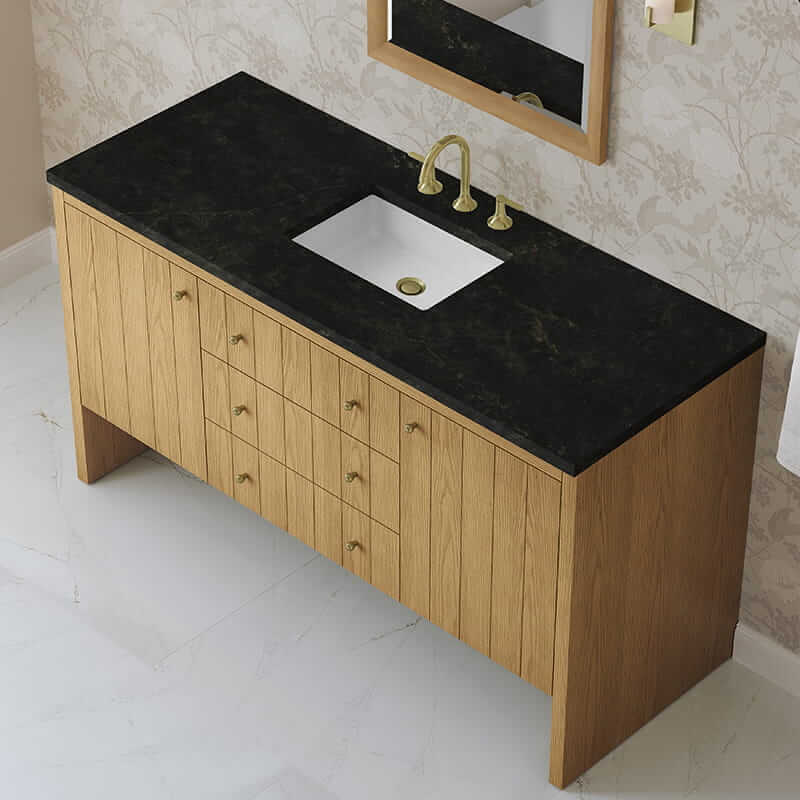 Hudson 60" Single Vanity in Light Natural Oak With Phantome Eclos Top