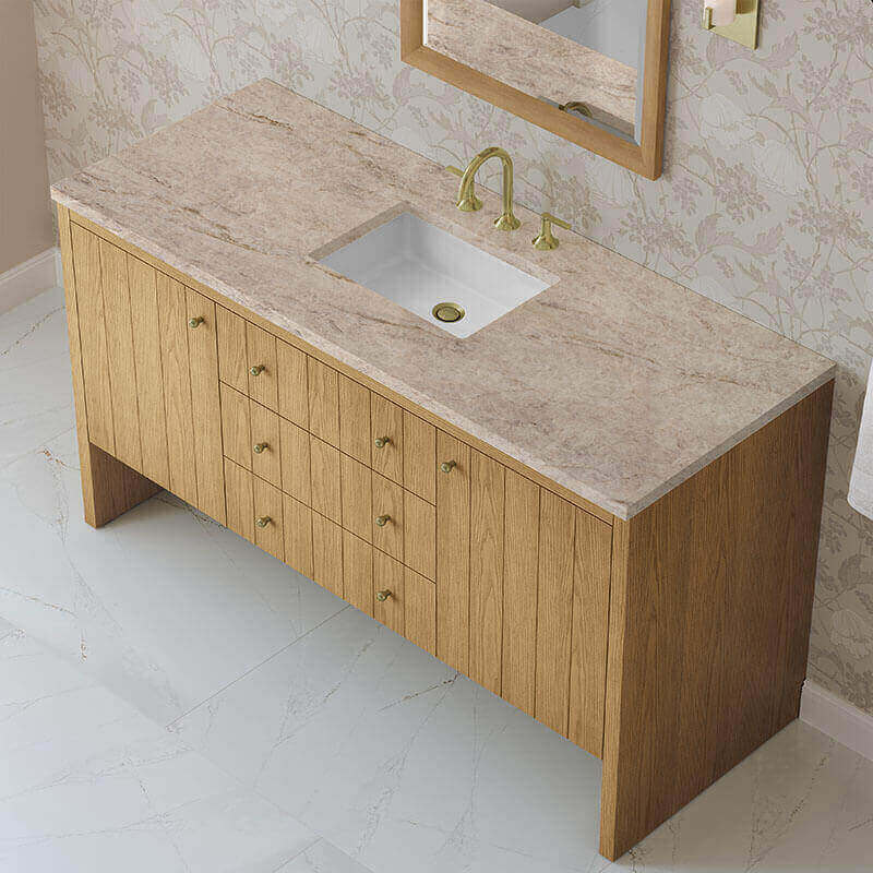 Hudson 60 Single Vanity Natural Oak in Tajnar Eclos Top