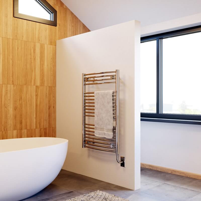 ICO Bath 17.5" x 37" Blenheim Towel Warmer Front View Lifestyle