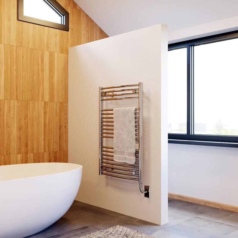 ICO Bath 23.5" x 64.5" Blenheim Towel Warmer Corner View Lifestyle