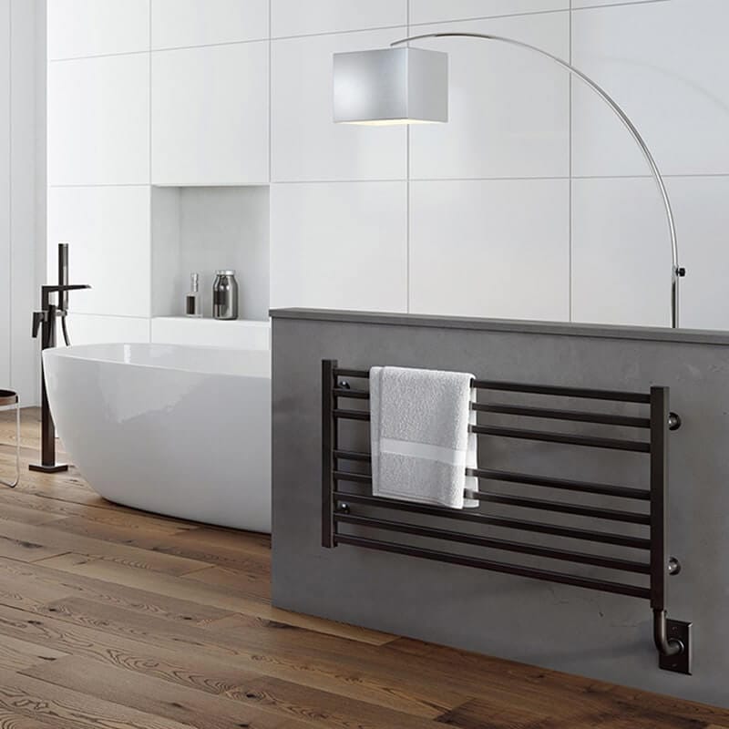 ICO Bath 35.5" x 19" Avento Towel Warmer Corner View Lifestyle