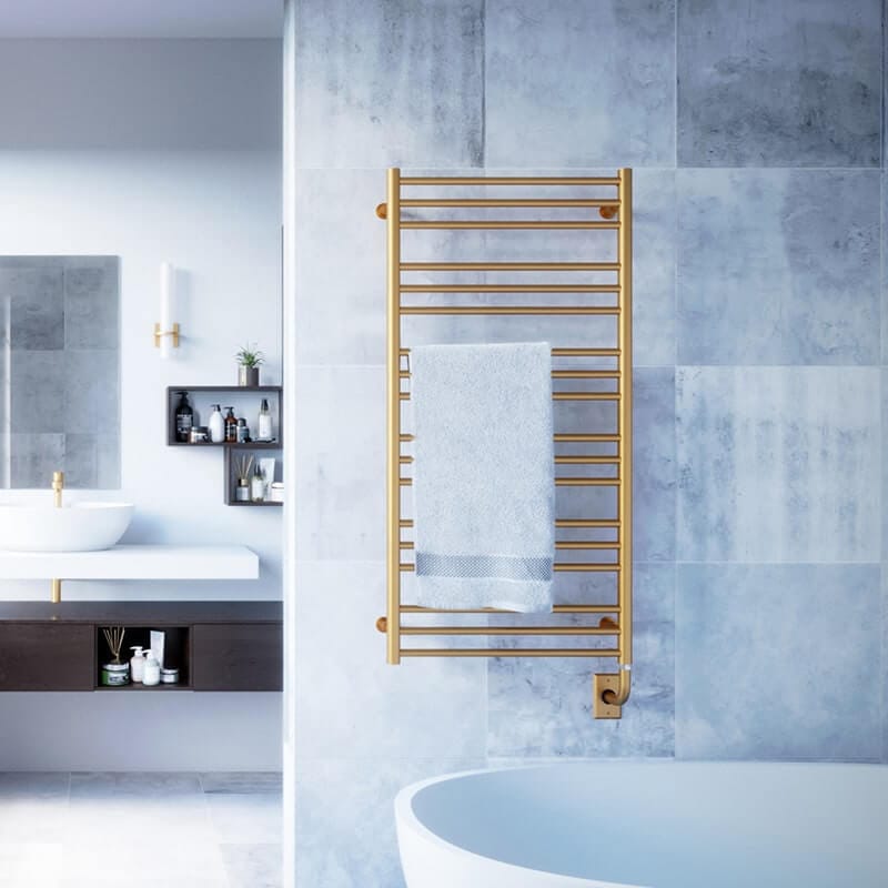 ICO Bath 35.5" x 19" Sorano Towel Warmer Front View Gold