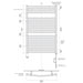 ICO Bath Blenheim 23.5" x 37" Towel Warmer Technical Drawing Plug IN