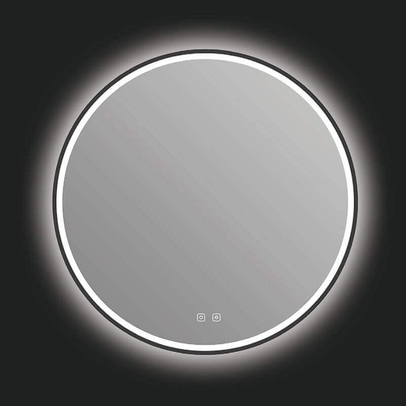 ICO Bath Camden Led Mirror 30" Matte Black Front View