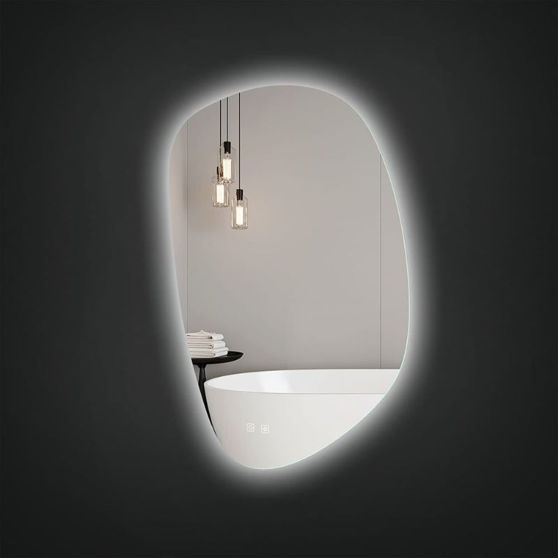 ICO Bath Cora 24" x 34" LED Mirror Front View with Reflection