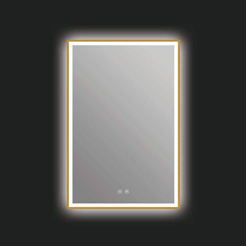 ICO Bath Eden Led Mirror Brushed Gold Front View 24” X 36”