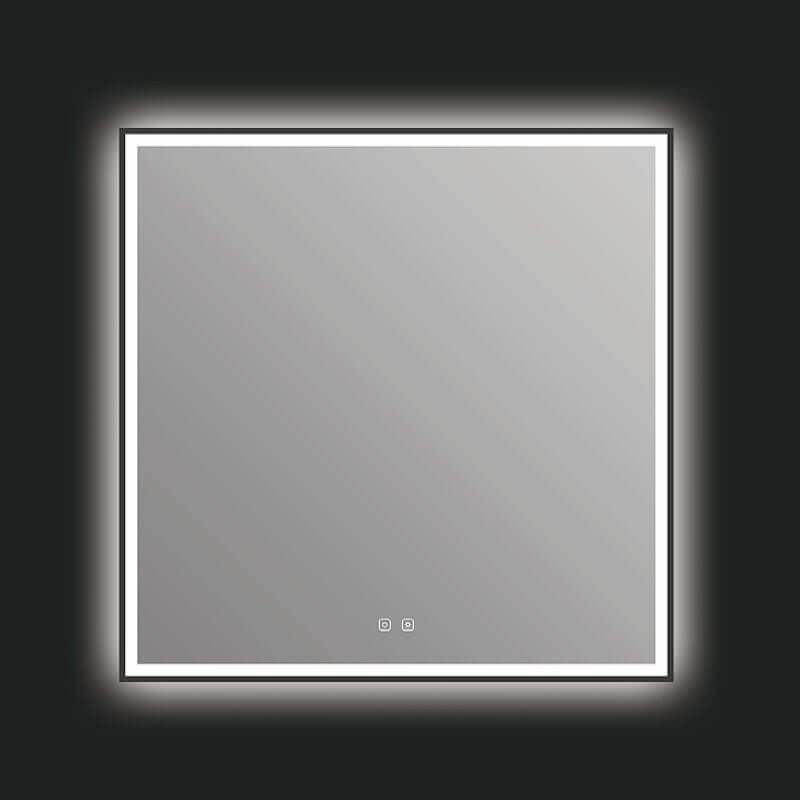 ICO Bath Eden Led Mirror Matte Black Front View 36” X 36”