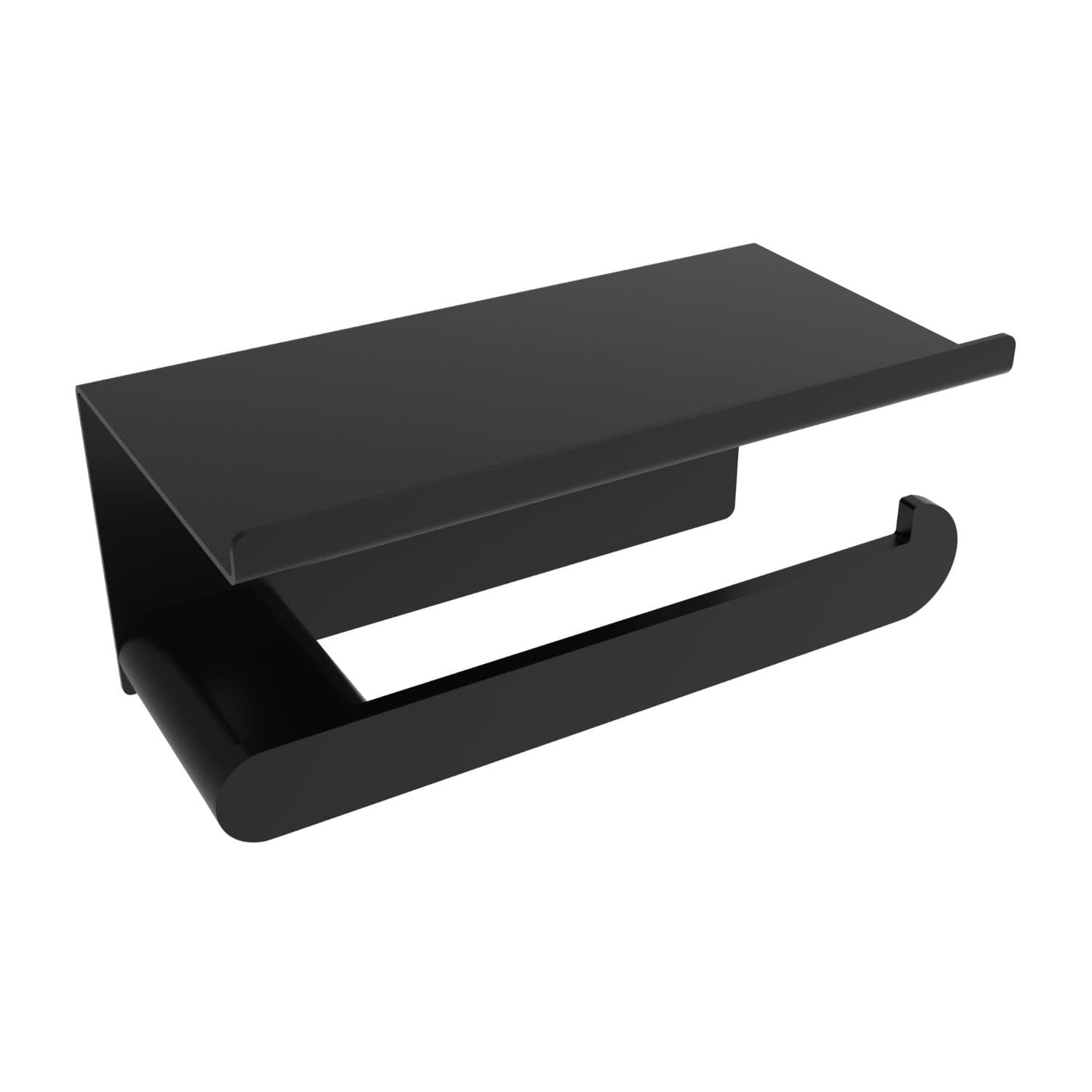 ICO Bath Flow Toilet Paper Holder with Shelf in Matte Black