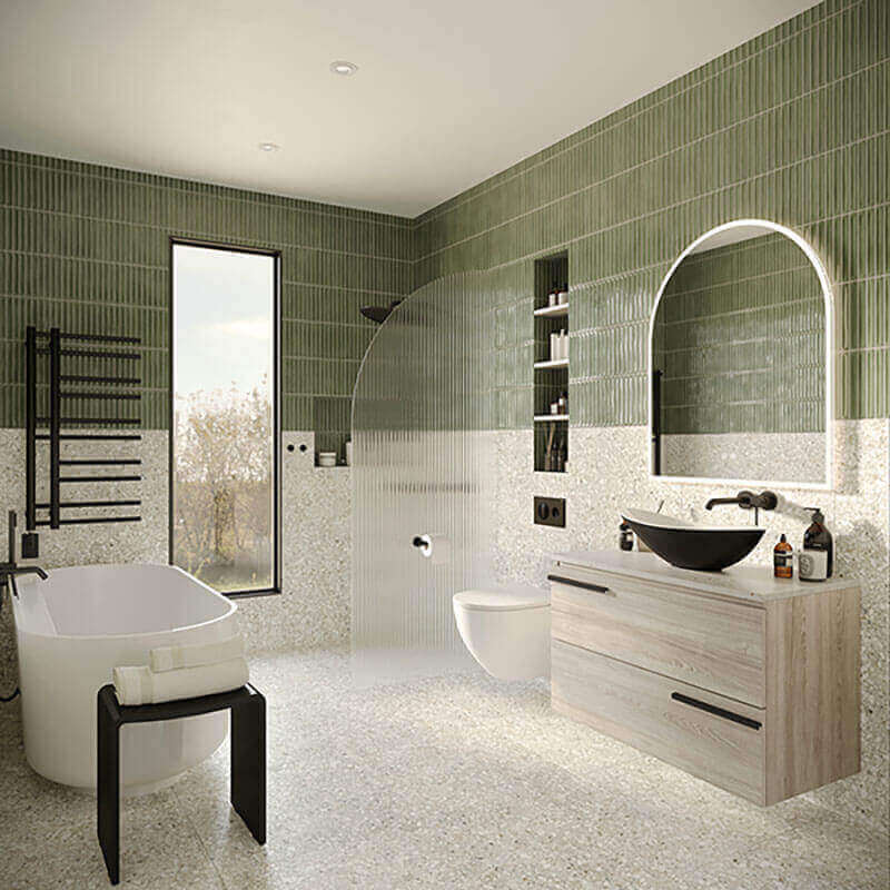 ICO Bath Gemma 30 X 36 Led Mirror Corner View Bathroom Set Up