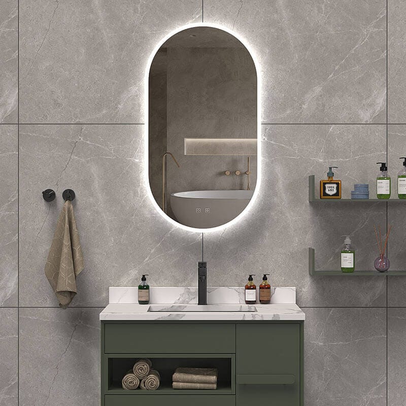 ICO Bath Iris 20 X 36 Led Mirror Front View Bathroom Set Up