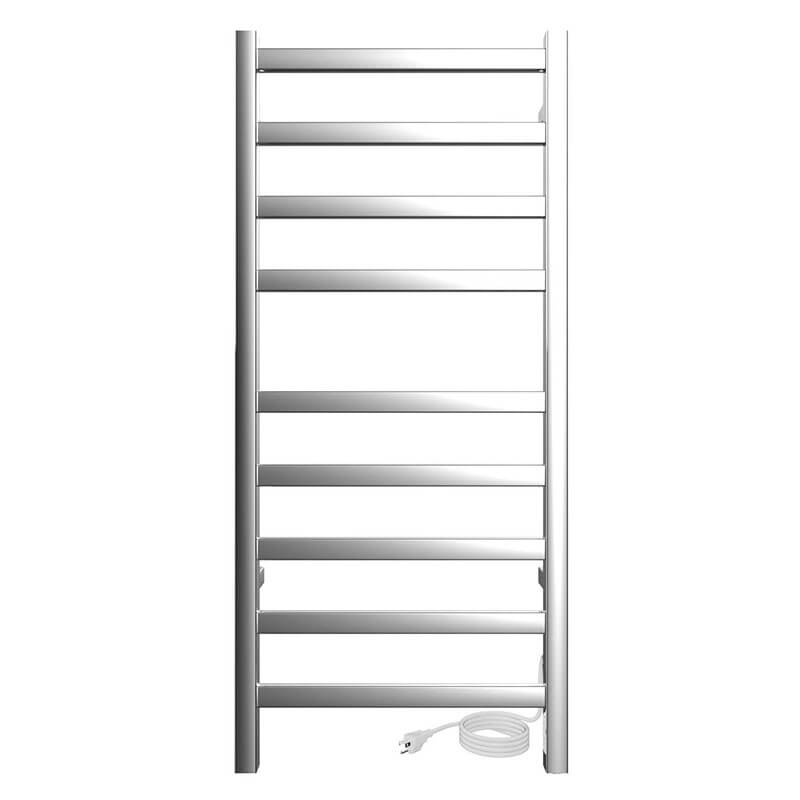 ICO Bath Kontour Square 18 X 40 Towel Warmer Chrome Plug-in Front View