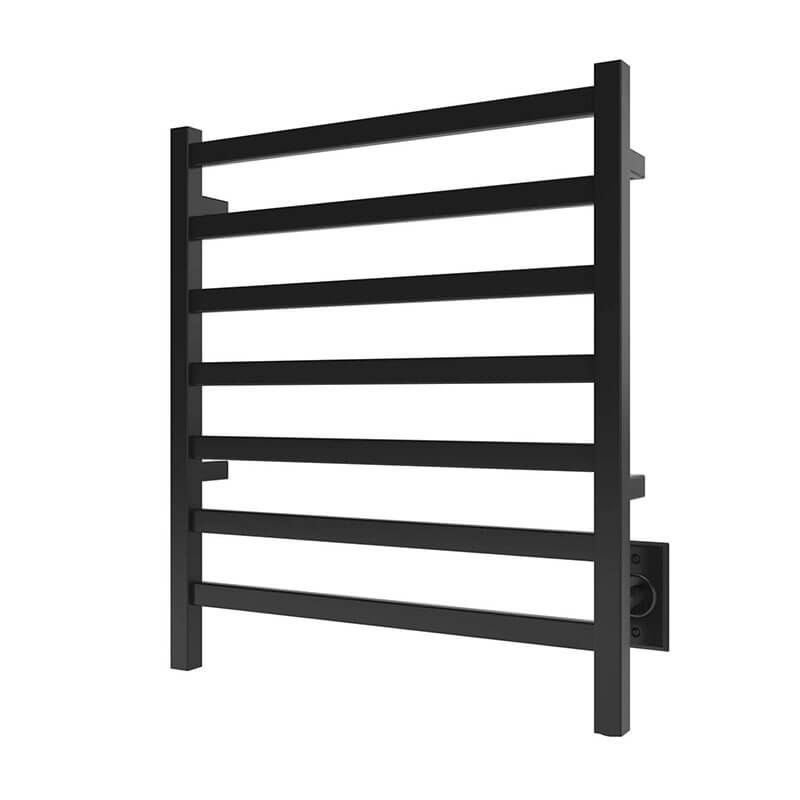 ICO Bath Kontour Square 24 X 27 Towel Warmer Matte Black Hardwired Corner View