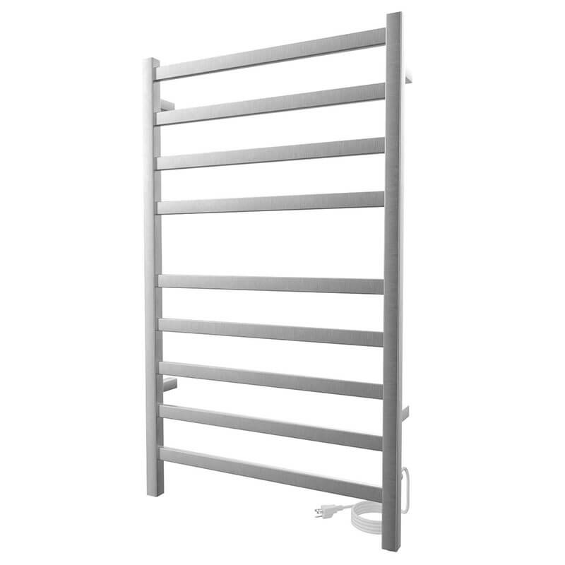 ICO Bath Kontour Square 24 X 40 Towel Warmer Brushed Nickel Plug-in Corner View
