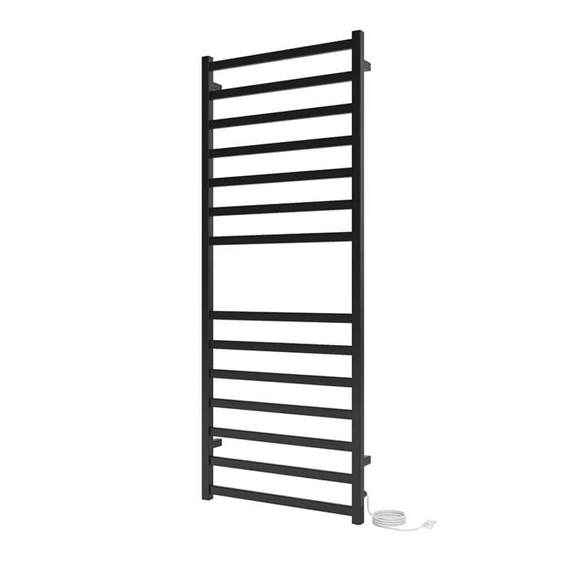 ICO Bath Kontour Square 24 X 60 Towel Warmer Matte Black Plug-in Corner View
