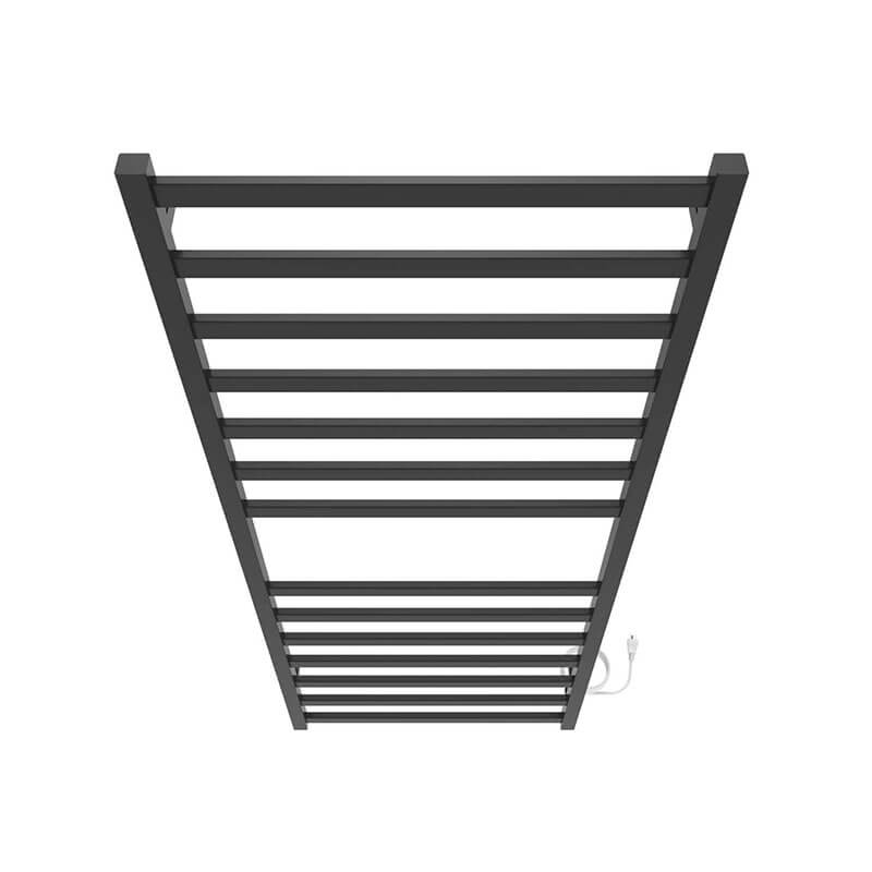 ICO Bath Kontour Square 24 X 60 Towel Warmer Matte Black Plug-in Top View