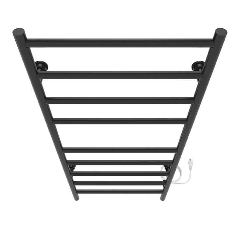 ICO Bath Linear 18 x 40 Inch Towel Warmer in Matte Black Plug in Top View