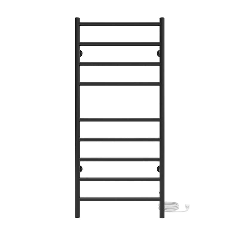 ICO Bath Linear 18" x 40" Towel Warmer in Matte Black Plug in Front View