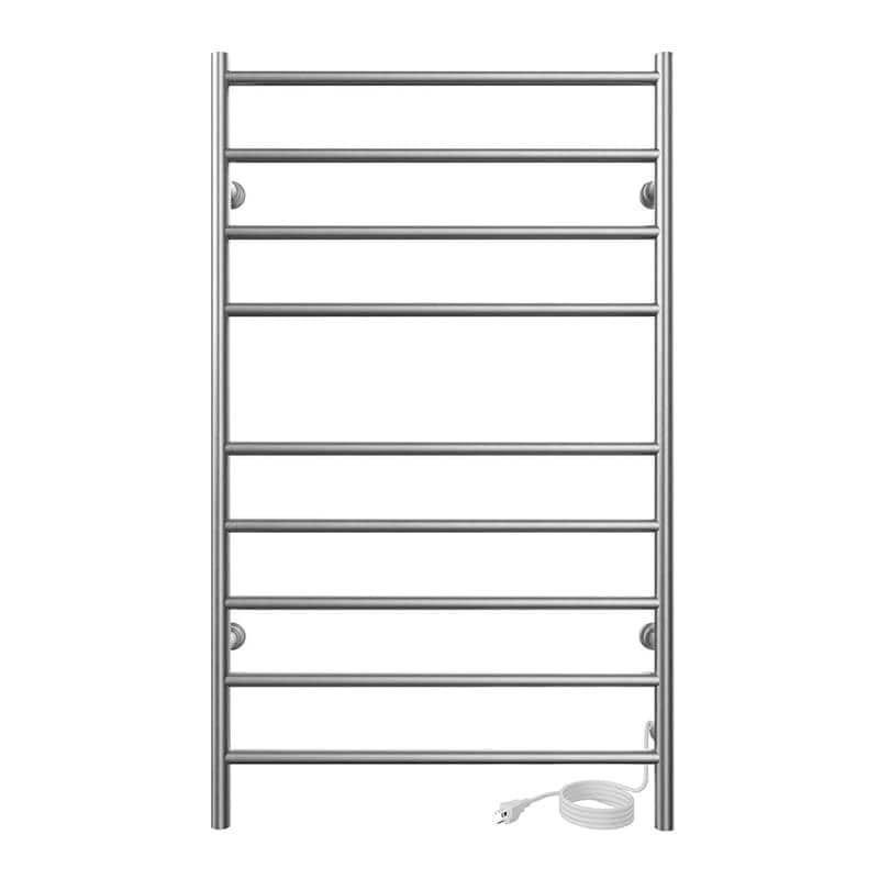 ICO Bath Linear 24" x 40" Towel Warmer in Brushed Nickel Plug in Front View