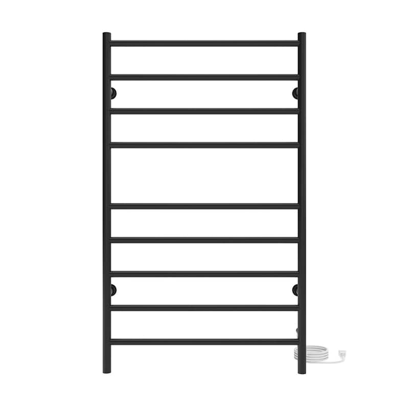 ICO Bath Linear 24" x 40" Towel Warmer in Matte Black Plug in Front View