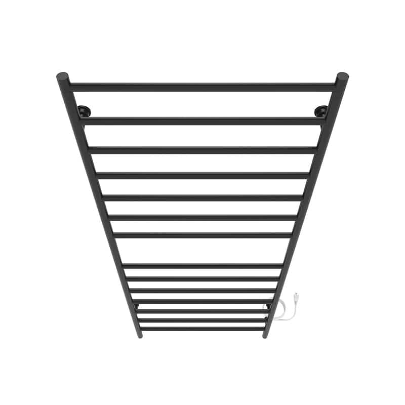 ICO Bath Linear 24" x 60" Towel Warmer in Matte Black Plug in Top View