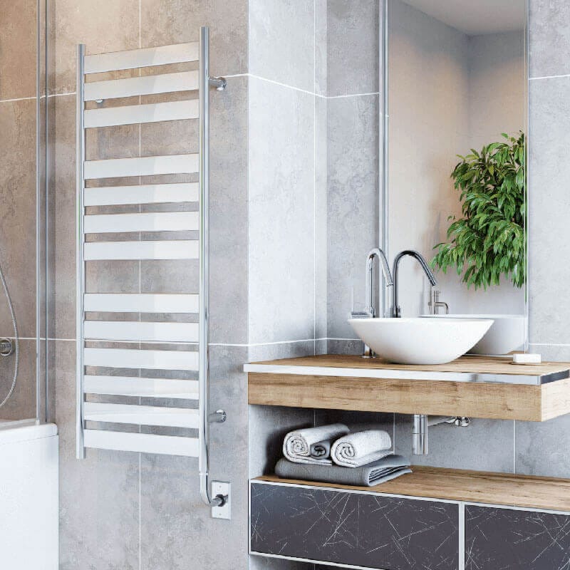 ICO Bath Romano 23.5" X 51" Towel Warmer Chrome Corner View