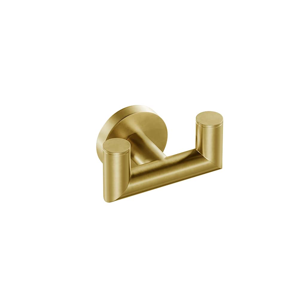 ICO Bath Summit Double Towel Hook in Brushed Gold