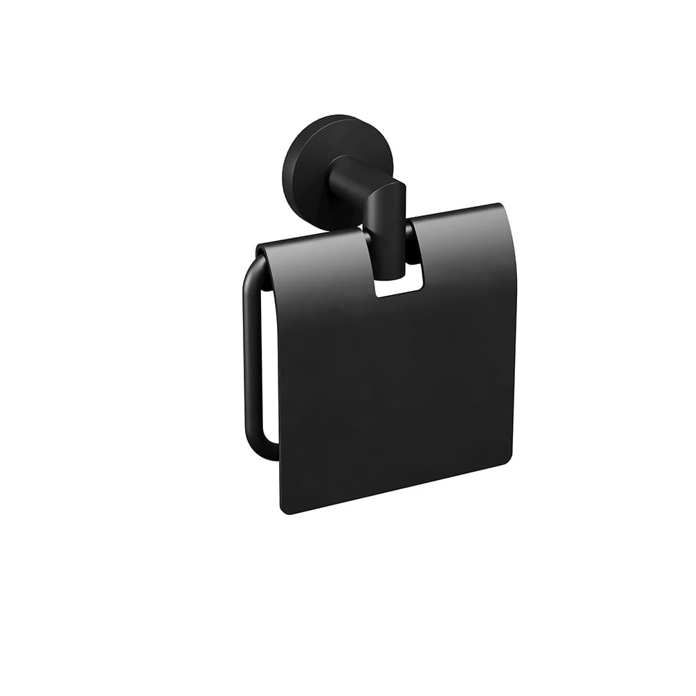ICO Bath Summit Toilet Paper Holder with Cover in Matte Black